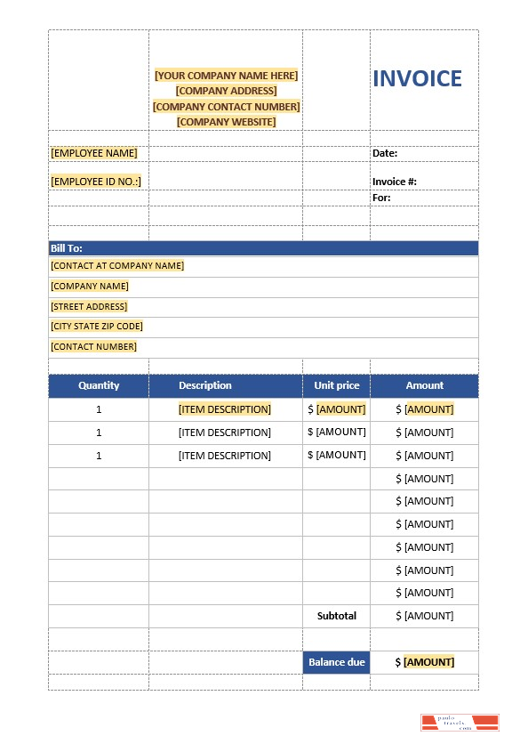 Sales Invoice Template PSD template